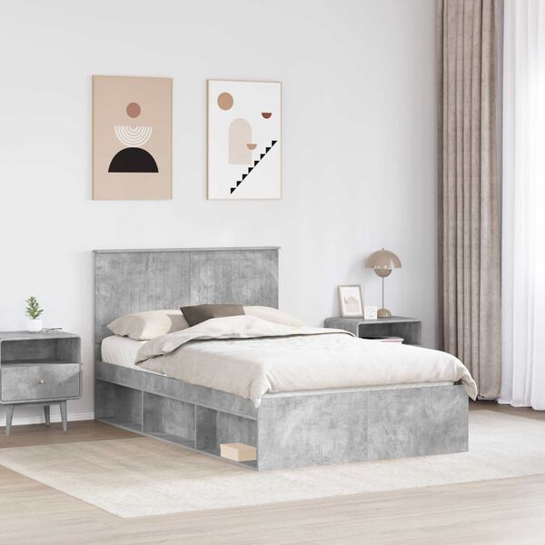 vidaXL Cadre de lit B&eacute;ton 120 x 200 cm Bois de pin massif