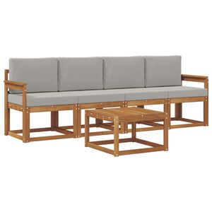 vidaXL Ensemble de canap&eacute;s d'ext&eacute;rieur 5 pc Gris Naturel et Clair