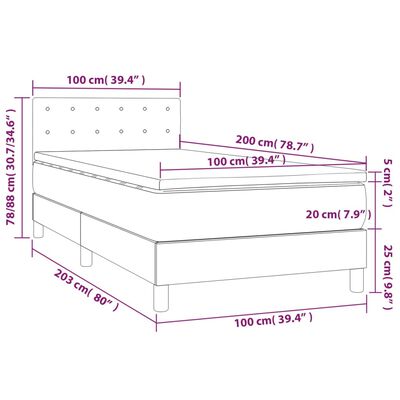 vidaXL Sommier à lattes de lit avec matelas LED Noir 100x200 cm Tissu