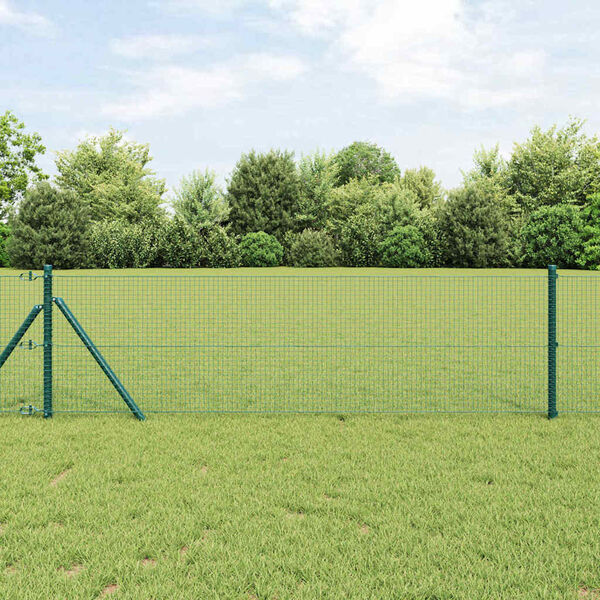vidaXL Poteau de cl&ocirc;ture. Vert 25 x 0,5 m (maille de 19 x 19 mm) Acier