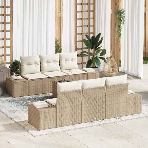 vidaXL Ensemble de canap&eacute; de jardin 8 pcs Beige et cr&egrave;me polyrotin