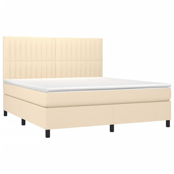 vidaXL Sommier &agrave; lattes de lit avec matelas Cr&egrave;me 160x200 cm Tissu