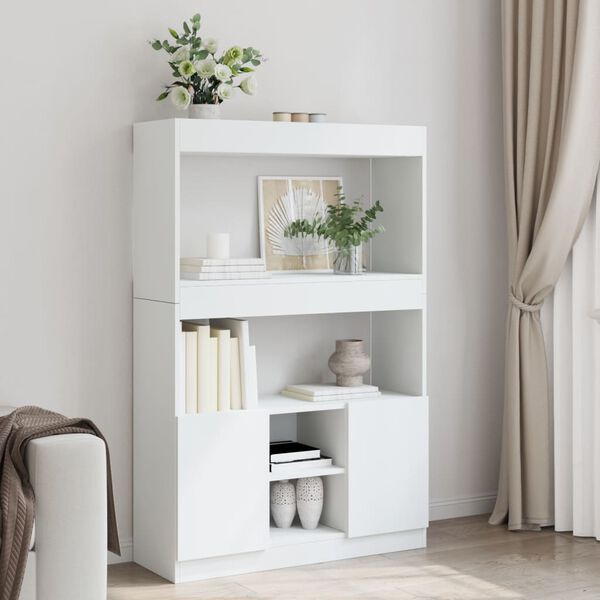vidaXL Buffet haut blanc 92x33x140 cm bois d'ing&eacute;nierie