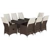 vidaXL Ensemble &agrave; manger de jardin et coussins 9 pcs marron poly rotin