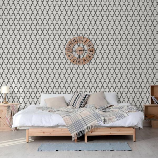 DUTCH WALLCOVERINGS Papier peint Geometric Blanc et noir