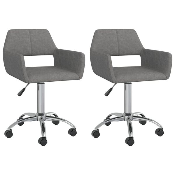 vidaXL Chaises pivotantes &agrave; manger lot de 2 Gris clair Tissu
