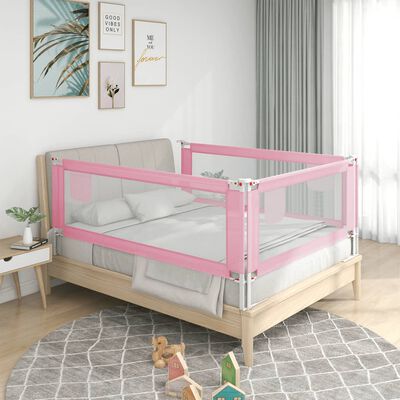 vidaXL Barrière de sécurité de lit d'enfant Rose 160x25 cm Tissu