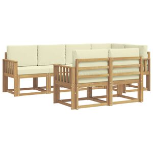 vidaXL Ensemble de canap&eacute;s d'ext&eacute;rieur 7 pcs Blanc et cr&egrave;me Polyester