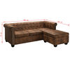 vidaXL Canap&eacute; Chesterfield en forme de L cuir daim artificiel marron