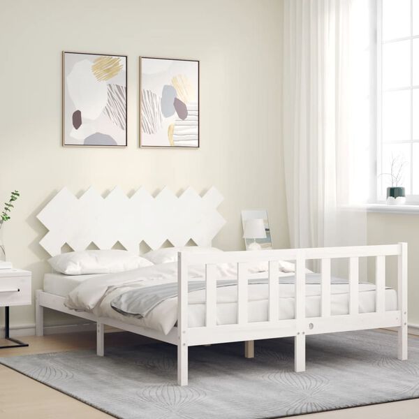 vidaXL Cadre de lit sans matelas blanc 140x190 cm bois de pin massif