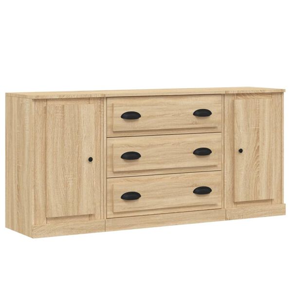 vidaXL Buffets 3 pcs Ch&ecirc;ne sonoma Bois d'ing&eacute;nierie