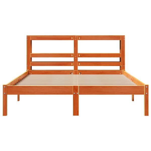 vidaXL Cadre de lit et t&ecirc;te de lit sans matelas cire marron 120x190 cm