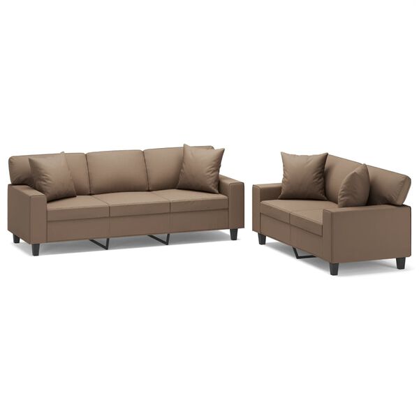 vidaXL Ensemble de canap&eacute;s 2 pcs oreillers et coussins Cappuccino