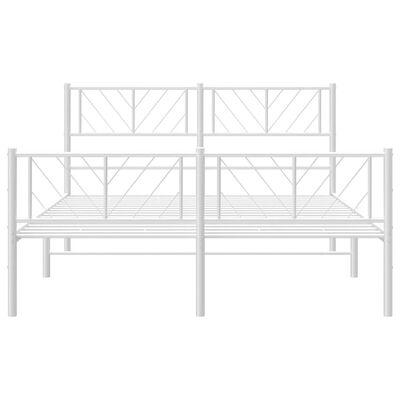 vidaXL Cadre de lit métal sans matelas et pied de lit blanc 135x190 cm