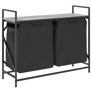 vidaXL Panier &agrave; linge 2 compartiments avec &eacute;tag&egrave;re Gris Sonoma