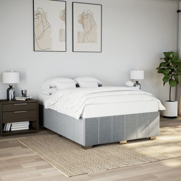 vidaXL Cadre de lit sans matelas gris clair 140x200 cm tissu