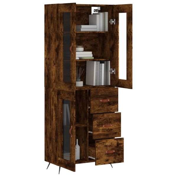 vidaXL Buffet haut Ch&ecirc;ne fum&eacute; 69,5x34x180 cm Bois d'ing&eacute;nierie