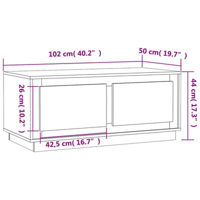 vidaXL Table basse sonoma gris 102x50x44 cm bois d'ingénierie