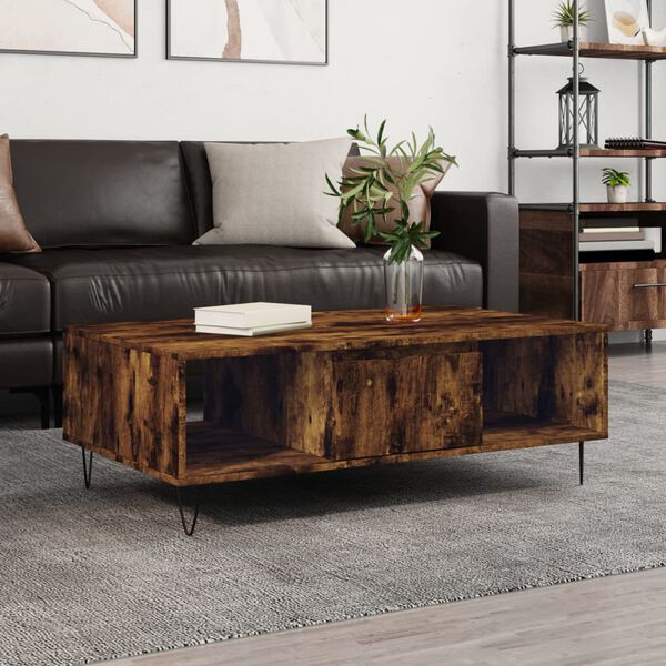 vidaXL Table basse ch&ecirc;ne fum&eacute; 104x60x35 cm bois d'ing&eacute;nierie