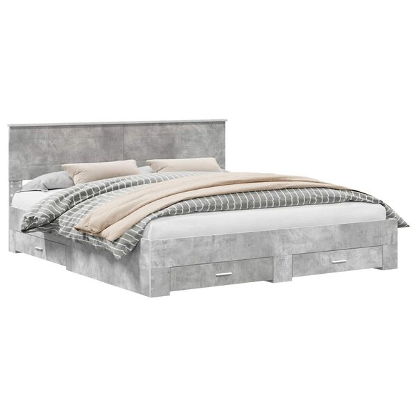 vidaXL Cadre de lit Gris b&eacute;ton 180 x 200 cm Bois d'ing&eacute;nierie