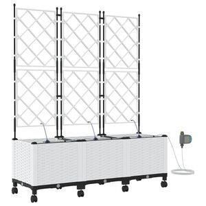 vidaXL Porte-plante de jardin avec irrigation et roues 3 pc Blanc PP