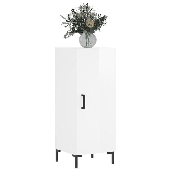 vidaXL Buffet Blanc brillant 34,5x34x90 cm Bois d'ing&eacute;nierie