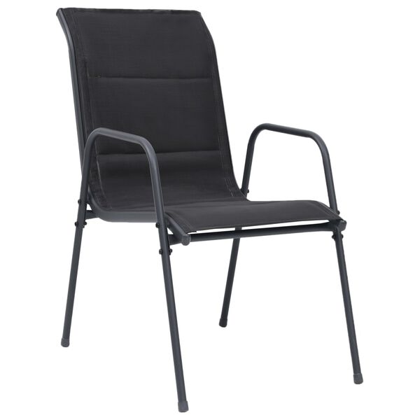 vidaXL Ensemble &agrave; manger d'ext&eacute;rieur 7 pcs Acier Noir