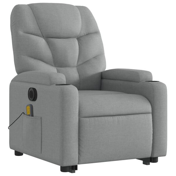 vidaXL Fauteuil inclinable de massage &eacute;lectrique Gris clair Tissu