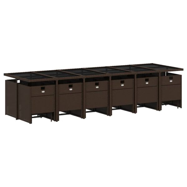 vidaXL Ensemble &agrave; manger de jardin et coussins 17 pcs marron rotin