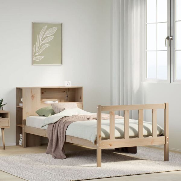 vidaXL Lit biblioth&egrave;que sans matelas 90x190 cm bois de pin massif