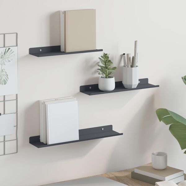 vidaXL &Eacute;tag&egrave;re flottante 3 pcs Anthracite 40 x 9 x 2,5 cm Acier
