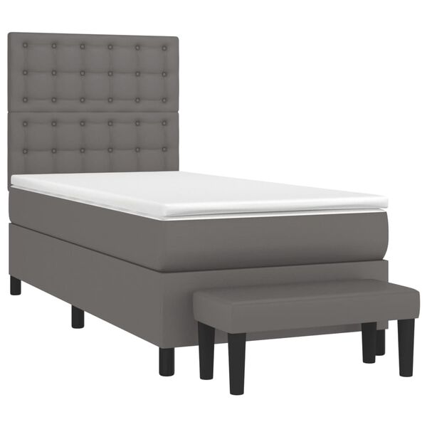 vidaXL Sommier &agrave; lattes de lit avec matelas Gris 80x200 cm Similicuir