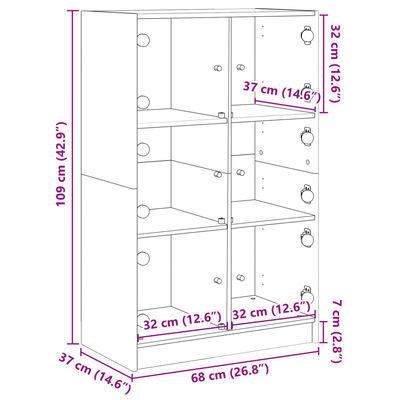 vidaXL Buffet haut avec portes chêne fumé 68x37x109 cm bois ingénierie