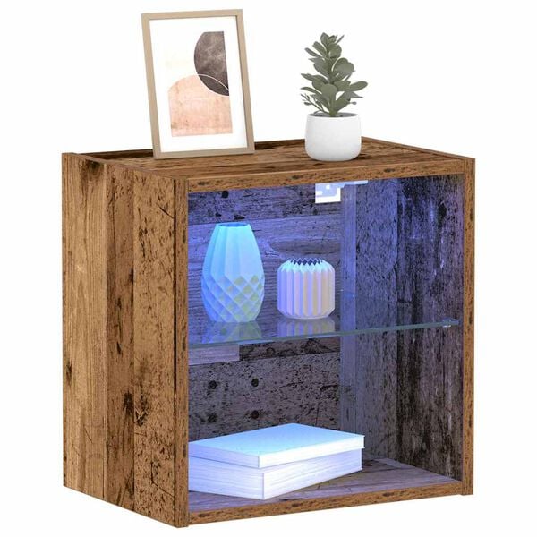 vidaXL &Eacute;tag&egrave;re flottante avec lumi&egrave;re LED Marron 40 x 28,5 x 40 cm