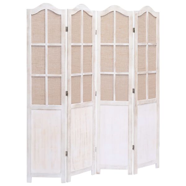 vidaXL Cloison de s&eacute;paration 4 panneaux Blanc 140x165 cm Tissu