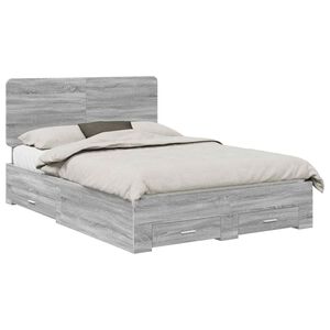 vidaXL Cadre de lit Gris Sonoma 160 x 200 cm Bois d'ing&eacute;nierie