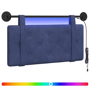 vidaXL T&ecirc;te de lit suspendue Avec lumi&egrave;re LED Bleu police Velours