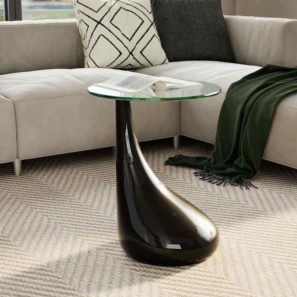 vidaXL Table basse avec dessus de table en verre rond Noir brillant