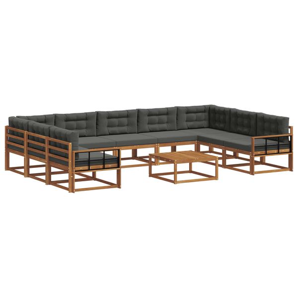 vidaXL Ensemble de canap&eacute;s d'ext&eacute;rieur 10 pcs Naturel et Anthracite