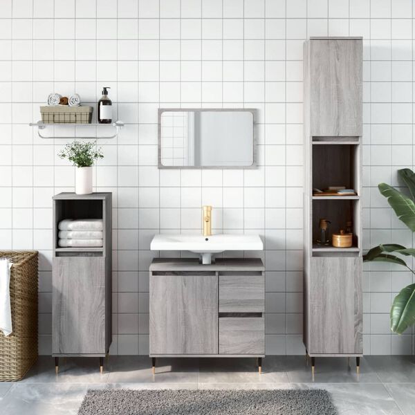 vidaXL Ensemble de meubles de salle de bain 3 pcs Sonoma gris
