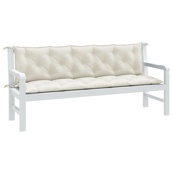 vidaXL Coussins de banc de jardin lot de 2 cr&egrave;me m&eacute;lang&eacute; tissu
