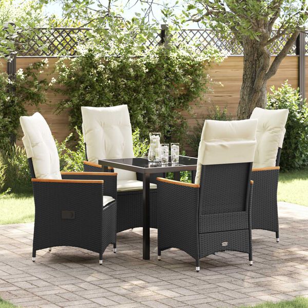 vidaXL Ensemble de salle &agrave; manger pour jardin 5 pcs Noir polyrotin