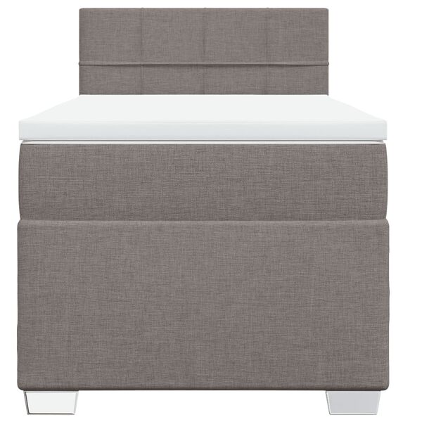 vidaXL Sommier &agrave; lattes de lit avec matelas Taupe 90x200 cm Tissu