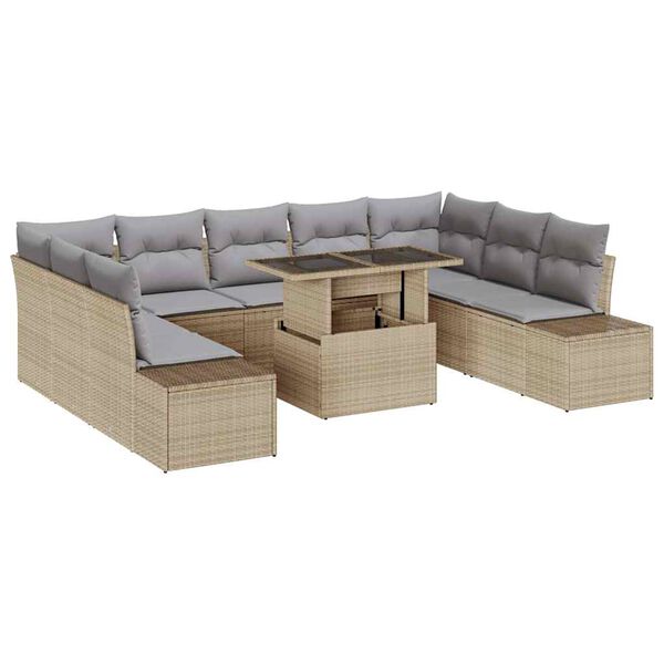vidaXL Ensemble de canap&eacute; de jardin 10 pcs beige et gris clair