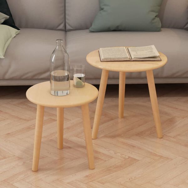 vidaXL Ensemble de tables d'appoint 2 pcs Bois de pin massif Marron