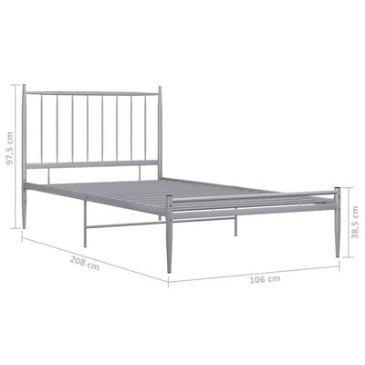 vidaXL Cadre de lit sans matelas gris métal 100x200 cm