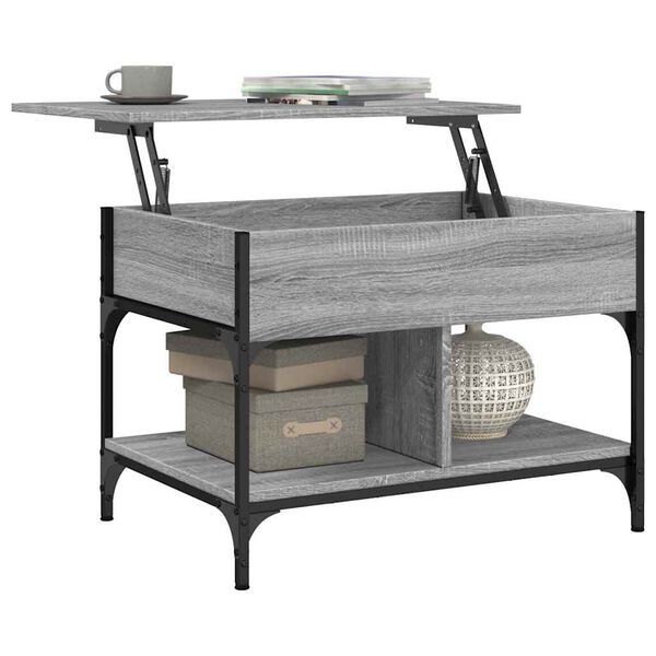vidaXL Table basse sonoma gris 70x50x50 cm bois d'ing&eacute;nierie et m&eacute;tal