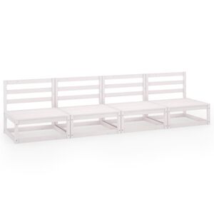 vidaXL Canap&eacute; &agrave; 4 places de jardin Blanc Bois de pin solide