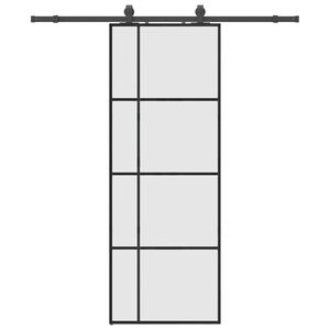 vidaXL Porte coulissante kit de quincaillerie noir 76x205 cm verre ESG