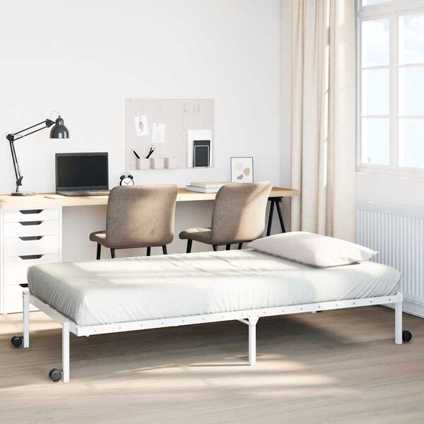 vidaXL Cadre de lit pliable sans matelas blanc 80x200 cm acier